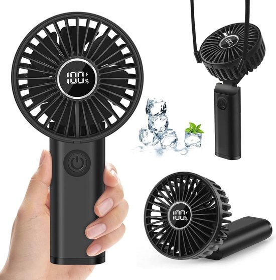 Wiederaufladbarer Mini-handventilator Mit 6 Geschwindigkeitsstufen Und 3600-mah-akku – Tragbarer Und Leiser Usb-c-ventilator