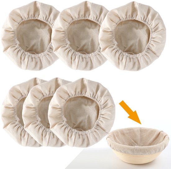 Dieses Sechsteilige Set Aus Leinen-brotbackmatten Besteht Aus Runden Matten Mit Einem Durchmesser Von 25 Cm Und Einer Stoffoberfläche.