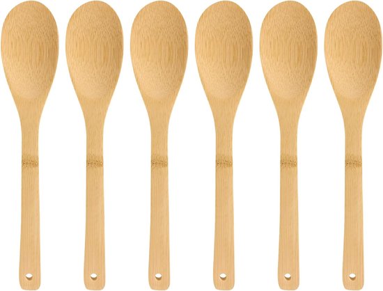 Set Mit 6 Bambus-holzlöffeln, Hitzebeständig Und Leicht Zu Reinigen