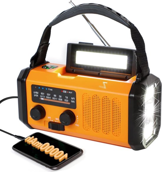 Solarbetriebenes Handkurbel-notfallradio Mit 4-wege-dynamo Powerbank Handy-ladegerät 700-lm-taschenlampe Leselampe Sos-kompass Für Hurrikan Und