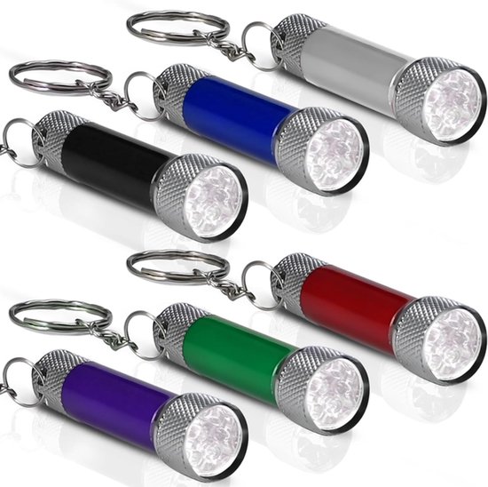 6 Mini-led-taschenlampen – Taschenlampe – Batteriebetriebene Taschenlampe – Schlüsselanhänger-taschenlampe – Kunststoff – Mehrfarbig