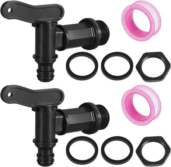 2 Stück – Wasserhahn Für Regentonne – Regentonnenhahn – Auslauf – Kunststoff-regentonnenhahn – Mit Überwurfmutter Und Gummidichtungsring – 25 Mm – Passend