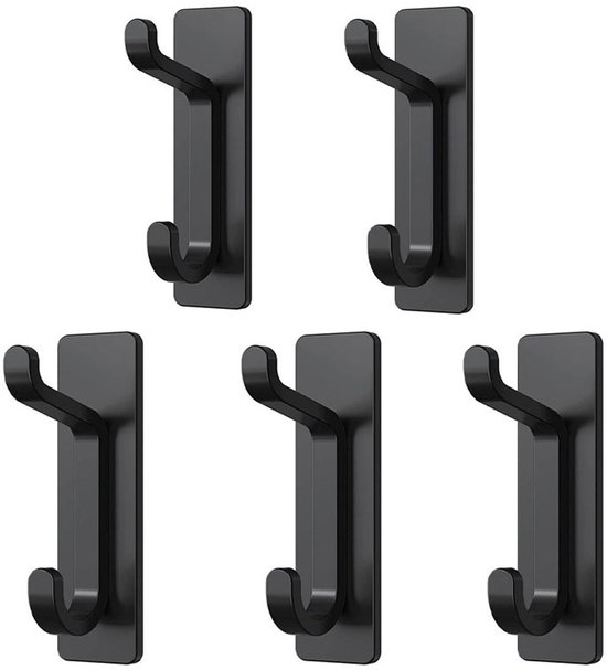 5er-pack Haken，superstarker Klebstoff，selbstklebende Türhaken，robuster Edelstahl，geeignet Für Badezimmer Und Duschen，schwarz
