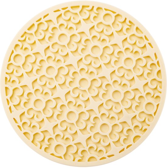 Runde, Gemusterte Silikonuntersetzer Mit Asphaltmuster, Wärmeisolierend, Weich, Selbstklebend, 10 Cm Durchmesser, Milchgelb, 10 Stück