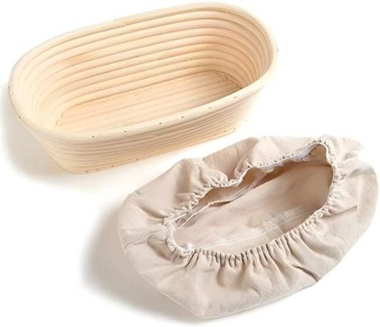 Kleiner Ovaler Gärkorb – Maße 25 X 15 X 8 Cm – Brotbackkorb – 100 % Naturrattan – Mit Leinenfutter