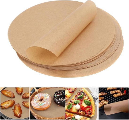 Rundes Backpapier 30 Cm 100 Blatt, Hitzebeständig Zum Backen, Grillen, Pizzabacken Und Für Die Heißluftfritteuse