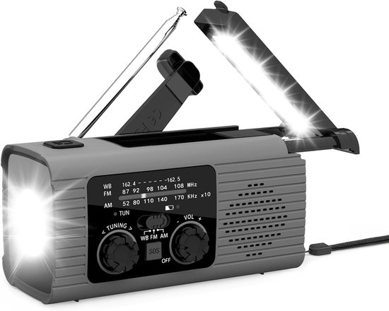 Solarbetriebenes Kurbelradio Tragbares Am Fm Noaa-kurbelradio Überlebensradio Mit Taschenlampe 3-fach Aufladbares Sos-alarmradio Für Abenteuer In