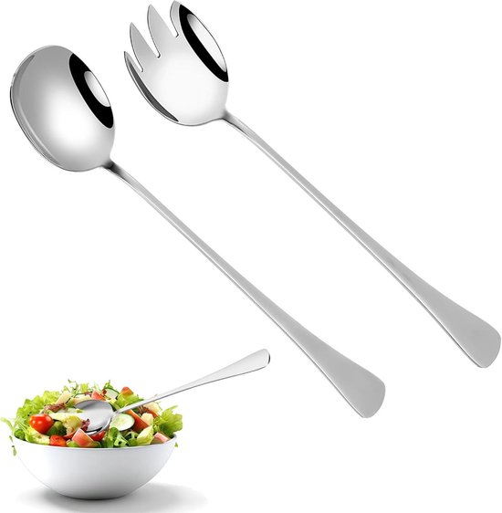 2-teiliges Salatbesteck-set – 28 Cm Servierset – Salatlöffel Und Salatgabel Aus Edelstahl – Für Küche Und Esszimmer