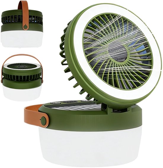 Solarbetriebene Campinglampe Mit Ventilator – Wiederaufladbar – Drei Geschwindigkeitsstufen