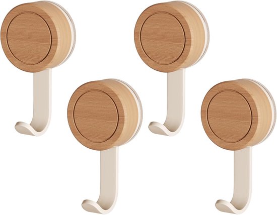 Saugnapfhaken Fürs Badezimmer 4 Selbstklebende Wandhaken Aus Holz Wiederverwendbare Selbstklebende Wandhaken Können Ohne Bohren An Der Decke Für Weiß