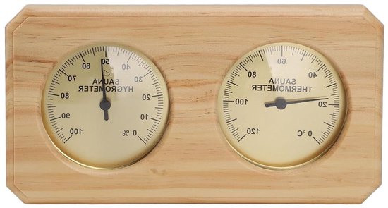 Sauna-thermometer/hygrometer – Holz Gold – Sauna Comfort – 2-in-1-messung – 0–120 °c – Holzfarbe