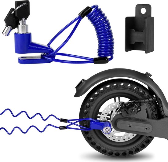 Scheibenbremsschloss Und Diebstahlsicherungskabelschloss Für E-scooter Fahrräder Und Skateboards 12 Mm Wasserdichtes Kabel Mit 2 Schlüsseln Für
