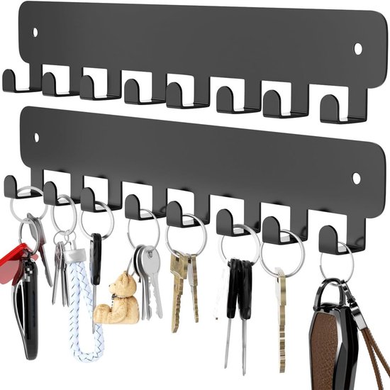 2 Sets Wandschlüsselhalter Mit Insgesamt 16 Schlüsselhaken Selbstklebend Und Ohne Bohren Ideal Als Platzsparende Schlüsselablage Für Flur Oder
