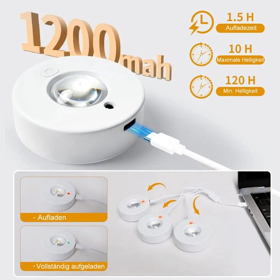 Led-küchenleuchten – Wiederaufladbar – Dimmbar – 3er-set