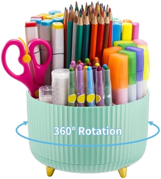 Schreibtisch-organizer, 360° Drehbarer Stiftehalter, Schreibtisch-organizer-zubehör Mit 5 Fächern, Stifteaufbewahrung Für Homeoffice-bedarf (mintgrün)