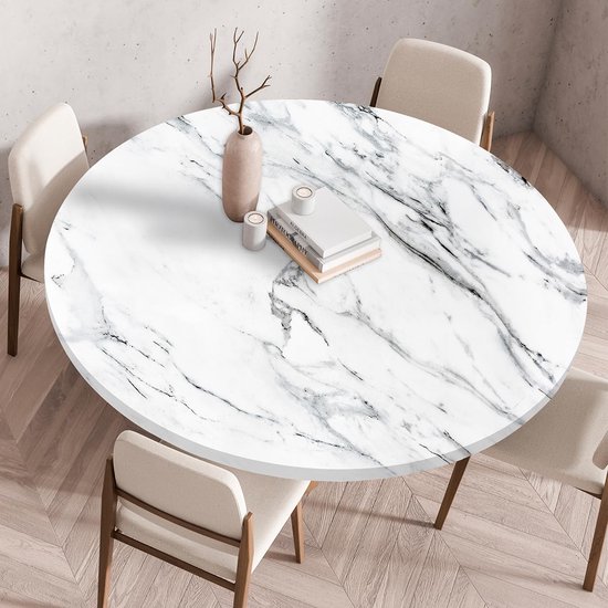 3d-rundtischdecke Mit Gummizug Runde Tischdecke Elastische Tischdecke Mit Anti-rutsch-beschichtung Runde Tischabdeckung Waschbar Geeignet Für 140