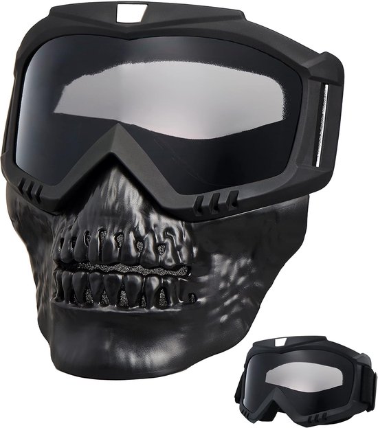 Motorradhelm Motorradbrille Mit Abnehmbarem Visier Paintballmaske Mit Antibeschlagbeschichtung Taktische Vollgesichtsmaske Skibrille Mit Und