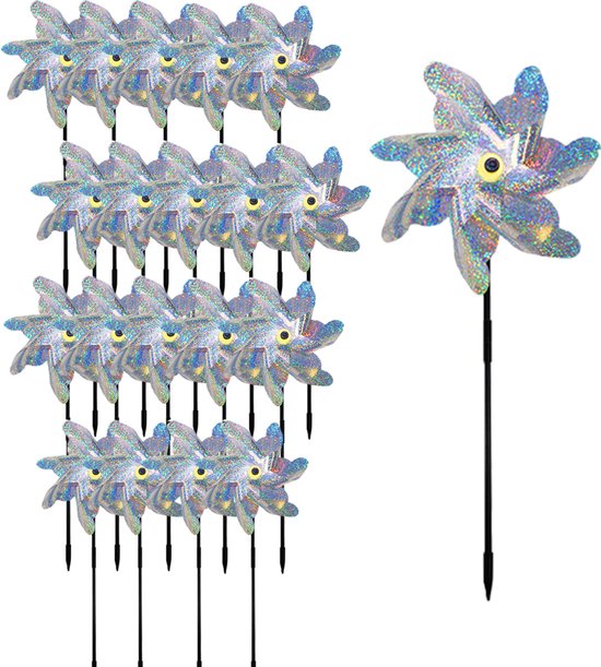 20 Reflektierende Windmühlen 48 X 18 Cm Tierfreundlicher Taubenvertreiber Vogelscheuche Vogelabwehr Krähen Und Taubenvertreiber Windspiel Für Und