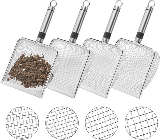 Gartensieb Aus Edelstahl – Vielseitig – 4-teilig – Mit Griff