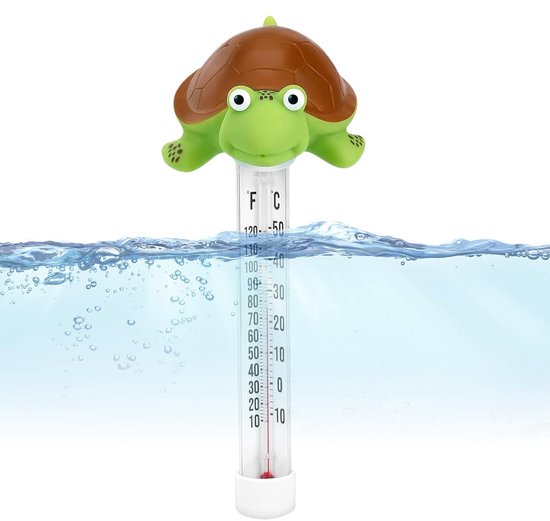 Schwimmendes Thermometer – Pool-wassermesser – Temperaturmessung – Fröhliches Tiermotiv – 25 X 11 Cm – Schildkröte