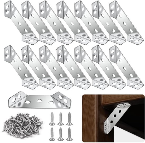 Dailygoods – Eckverbinder, 15 Stück – Edelstahl – Dreieckig