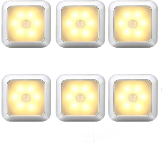 6er Set Led Lampen Mit Bewegungsmelder Warmweiß Batteriebetriebenes Nachtlicht Kabelloser Sensor Schrankbeleuchtung Treppenbeleuchtung Nachtlicht