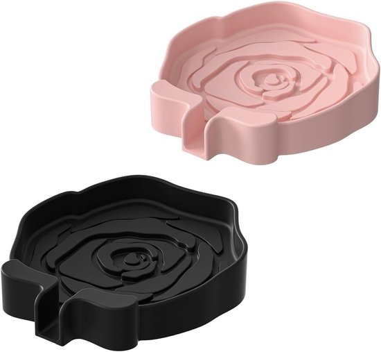 Rutschfeste Seifenschale, Rosenförmige Silikon-seifenschale, 2er-pack, Selbstentleerend, Für Bad Und Küche