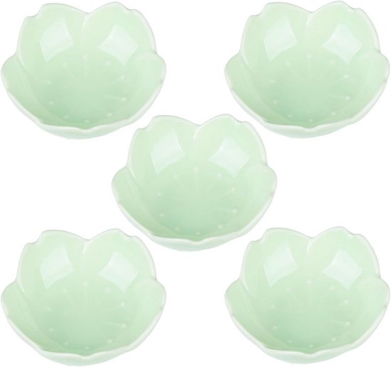 Set Mit 5 Keramik-saucenschälchen Mit Weihnachtsblütenmuster – Rosa Dip-schälchen Für Sushi Und Vorspeisen