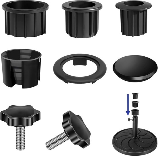 Komplettes 7-teiliges Set Für Sonnenschirmständer Mit Orifizio-schrauben Und Dübeln Für Garten Und Terrasse