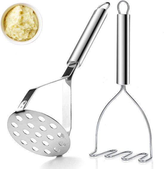 Kartoffelstampfer-set Aus Edelstahl, 2-teilig – Spülmaschinenfest – Ideal Für Gemüse Und Obst