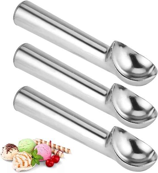3er-set 18 Cm Lange Aluminium-eislöffel – Ideal Für Eiscreme, Melonenbällchen Und Keksteig, Antihaftbeschichtung