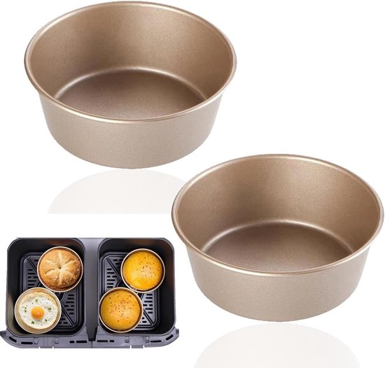Mini-rundbackform Für Airfryer, 2 Stück, Wiederverwendbare Antihaftform Für Eier Und Burger, 11,4 Cm Durchmesser, Form Aus Kohlenstoffstahl