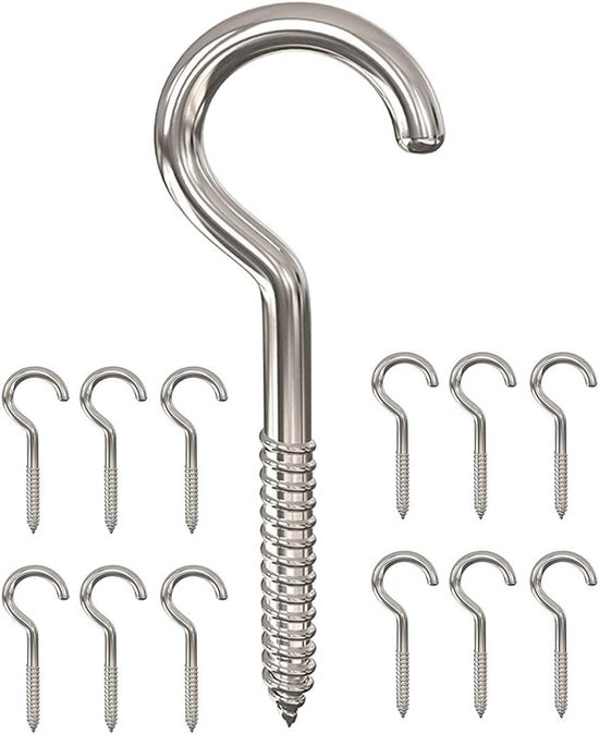 12 Stück Edelstahl-deckenhaken, Schraubhaken, Robust, Für Den Innen- Und Außenbereich
