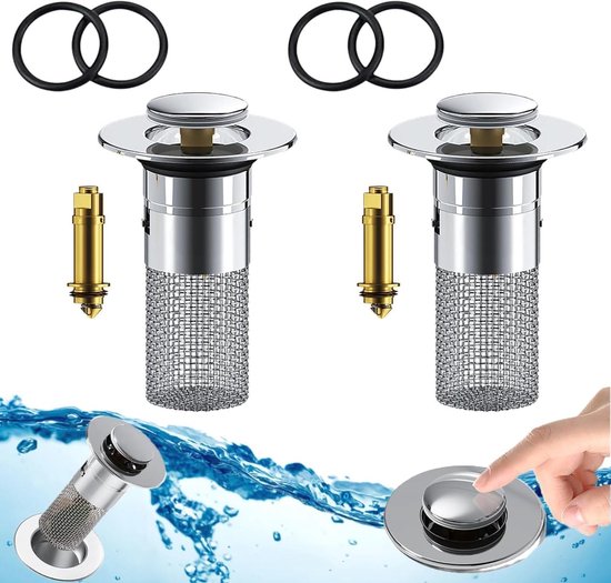 2-teiliger Universal-waschbeckenstöpsel Mit Haarfänger – Pop-up-ablaufstopfen 34–40 Mm