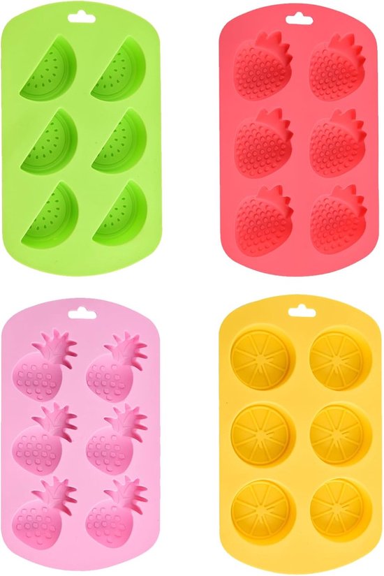 Set Mit 4 Silikon-fruchtformen Wassermelone Erdbeere Zitrone Ananas In Form Von Gummibärchen Schokolade Und Eiswürfeln Wiederverwendbare Zum Von