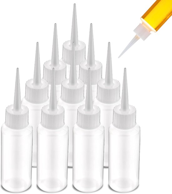 Set Mit 10 Transparenten 50-ml-quetschflaschen Aus Kunststoff Inklusive 10 Quetschverschlüssen Geeignet Für Flüssigkeiten Klebstoffe Verbände Und