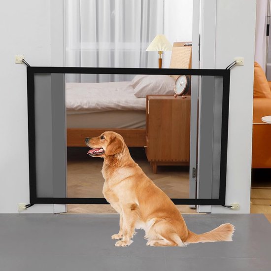 Sicherheitsgitter Für Hunde Und Haustiere – Magische Türbarriere Ohne Bohren Für Treppen, Flure Und Türen (100 × 78 Cm)