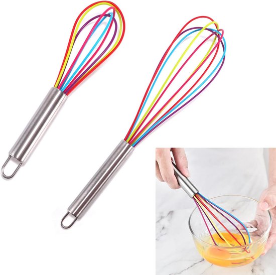 2er-set Silikon-schneebesen – Edelstahl-rührbesen Mit Rutschfestem Griff – Zum Backen Und Kochen
