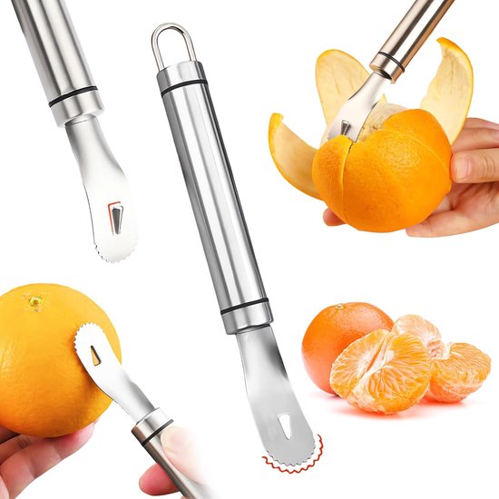 Orangenschäler Aus Edelstahl Leicht Zu Schälen Langstieliger Orangen Und Zitrusschäler Orangenschäler Mit Dreieckiger Klinge Und Gezahntem Löffel
