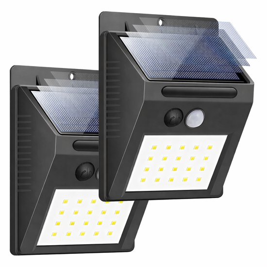 Solar-außenleuchte 2 Stück Bewegungsmelder 20 Leds Wasserdicht Sensor Für Garten Und Außenbereich Solarbetriebene Außenbeleuchtung Modell 2026