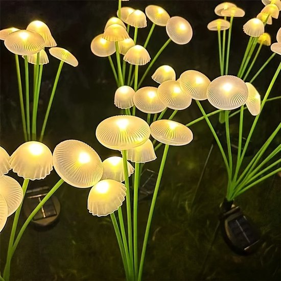 Solarbetriebene Quallenpilzlampe – 8 Leds – 10 Cm – Warmweißes Licht
