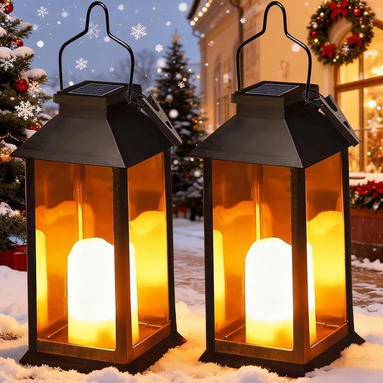 Solarlaternen-set (2er-pack) – Außenbeleuchtung Mit Flammeneffekt – Wetterfeste Hänge- Und Tischlampen – Für Terrasse, Balkon Und Gartenhaus