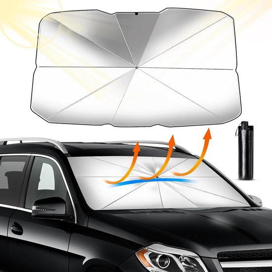Sonnenschutz Für Die Windschutzscheibe – Faltbarer Sonnenschirm Im Regenschirmstil Für Uv-schutz – Passend Für Die Meisten Pkw, Suvs Und Lkws (l-140×80cm)