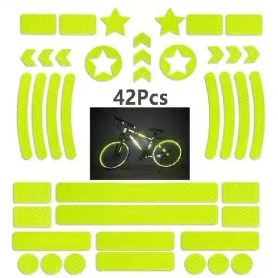 Reflektierende Fahrradaufkleber, 42er-packung – Fluoreszierendes Grün