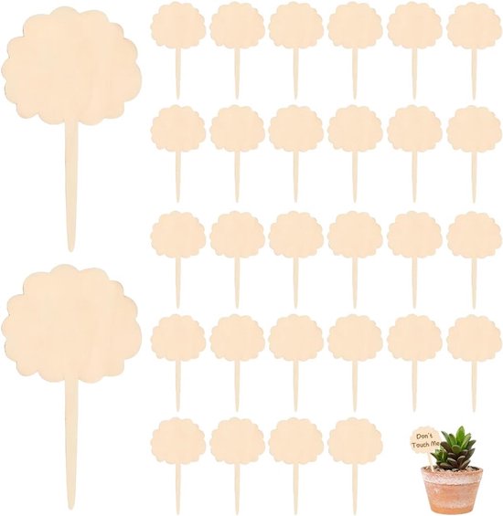 Set Mit 60 Pflanzensteckern Aus Holz – Gartenstecker Mit Blei – Natürliche, Wolkenförmige Stäbe 108×60 Mm Für Kräuter, Blumen Und Blumentöpfe