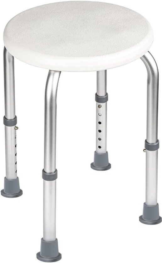 Runder Duschhocker – Verstellbar, Belastbarkeit 136 Kg, Aluminium Und Pe, Rutschfest