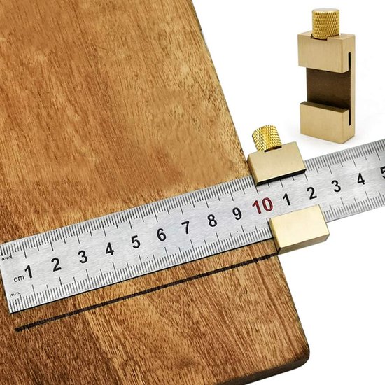 Anreißlineal Aus Messing Und Stahl, 30 Cm, Anreißlehre Für Holzbearbeitung Mit Anschlagblock, Präzisionswerkzeug Für Schreinerarbeiten