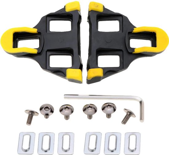 Ein Satz Selbstverriegelnder Klickpedale Für Rennräder, Passend Für Shimano, Gelb Und Schwarz.