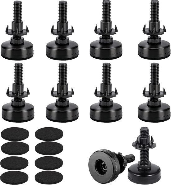 8-teiliges Set Verstellbarer Möbelfüße (m10 Mit 3/8-16"-gewinde) – Mit Zahnmutter, Geeignet Für Holzmöbelbeine
