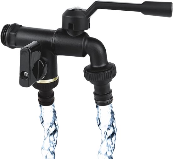 Doppelter Gartenwasserhahn – 1/2-zoll-wasserzulauf Und Zwei 3/4-zoll-wasserablaufschläuche – Edelstahl – Frostbeständig – Waschmaschine